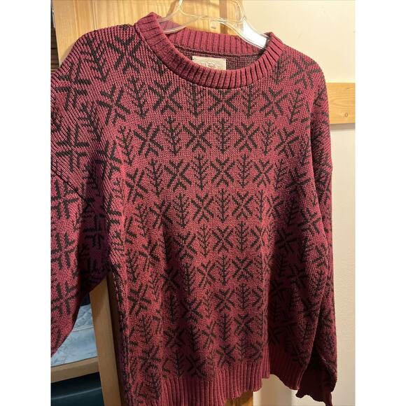 Alps Vintage Men’s M Red Geometric Long Sleeve Pullover Cotton Sweater - Picture 2 of 16